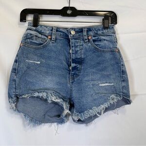 We The Free People Curvy Jean Shorts Womens 24 High Rise Button Fly Denim Cutoff